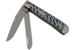 Case Medium Trapper White & Black Carbon Fiber-G10 Weave Smooth, 38920, 10254 SS Couteau De Poche
