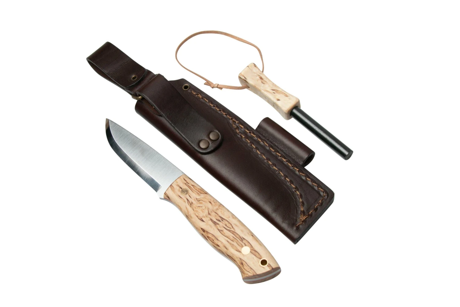 Brisa Trapper 95 - O1 Scandi - Curly Birch With Firesteel 2055 Couteau De Bushcraft 8 Brisa Trapper 95 - O1 Scandi - Curly Birch With Firesteel 2055 Couteau De Bushcraft – Image 6