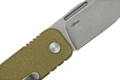 Black Fox NU-BOWIE, Stonewashed D2 Blade, OD Green Micarta Couteau De Poche -Vic Boutique FOBF 758MI 05 blackfox