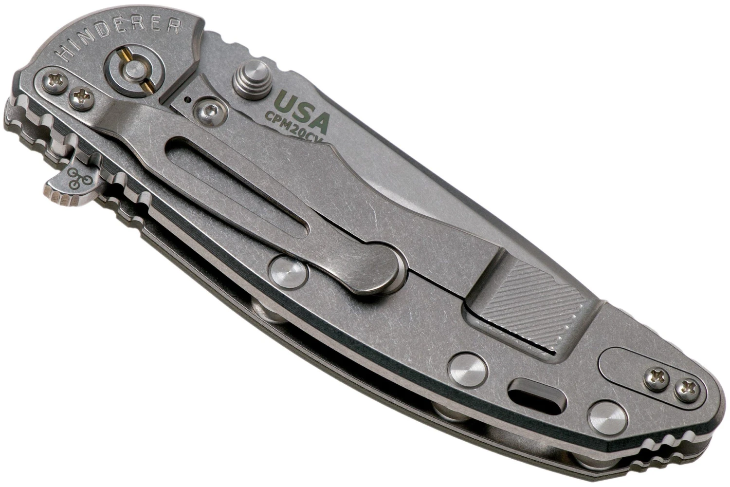 Rick Hinderer XM18 3.5” Recurve, CPM 20CV, Stonewash, OD Green G10, Couteau De Poche 6 Rick Hinderer XM18 3.5” Recurve, CPM 20CV, Stonewash, OD Green G10, Couteau De Poche – Image 4