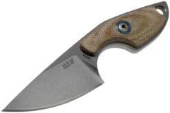 MKM Mikro 1 Drop, Stonewashed Natural Canvas Micarta Couteau De Cou, Jesper Voxnaes Design -Vic Boutique MMK MR01 NC 03 mkm knives