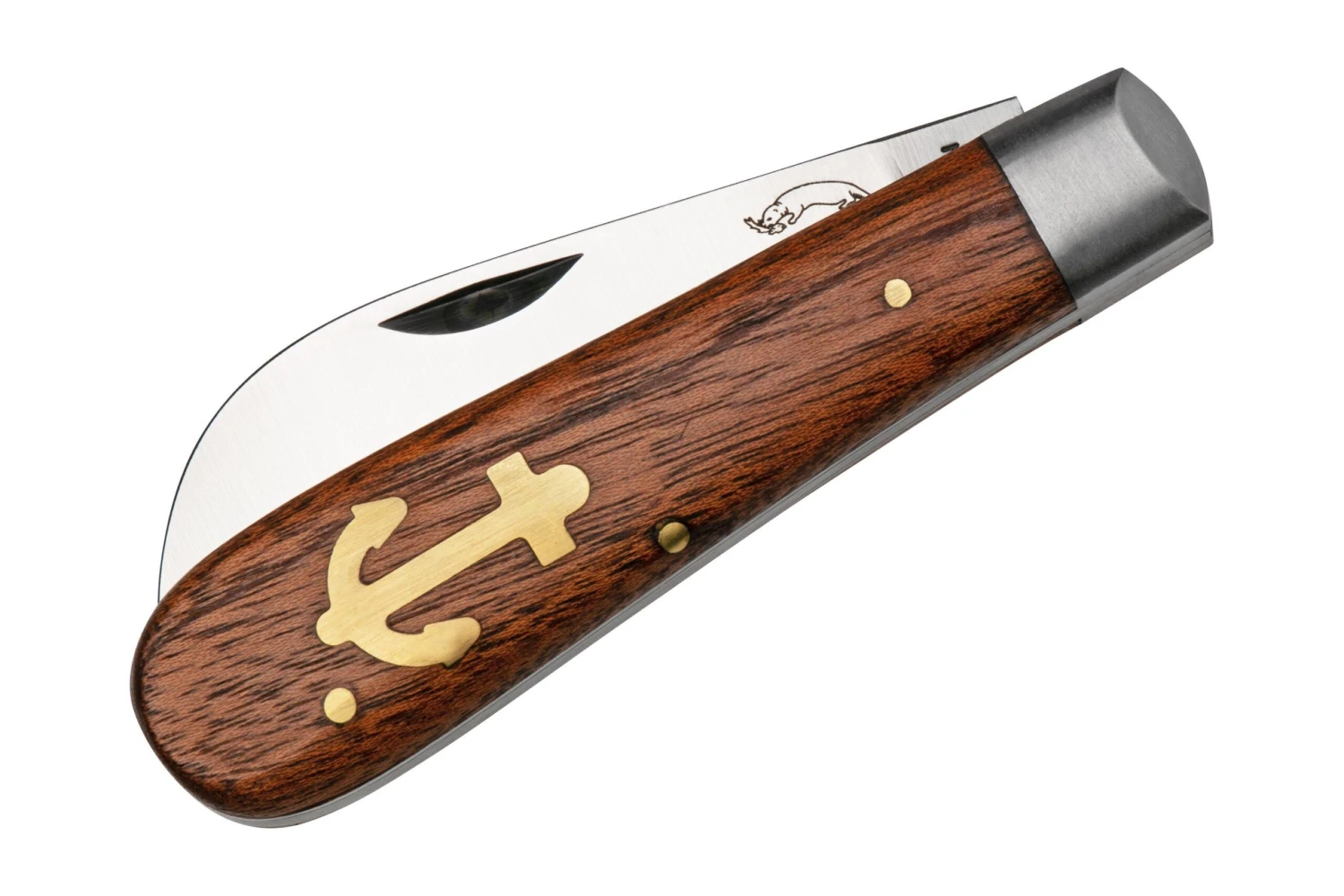 Otter Anchor Knife 174 Small Carbon, Sapeli, Brass Anchor, Couteau De Poche 6 Otter Anchor Knife 174 Small Carbon, Sapeli, Brass Anchor, Couteau De Poche – Image 4