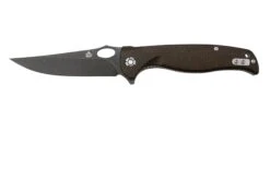 QSP Knife Gavial, QS126-D2 Blackwashed D2, Dark Brown Micarta Couteau De Poche