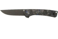 QSP Knife Osprey QS139-G2 Blue Shredded Carbonfiber, Blackwashed, Couteau De Poche