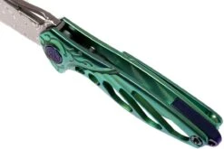Rike Mini Hummingbird Couteau De Poche Damascus, Vert -Vic Boutique RKMINI GR 07 rike knives mini hummingbird rkmini gr 07