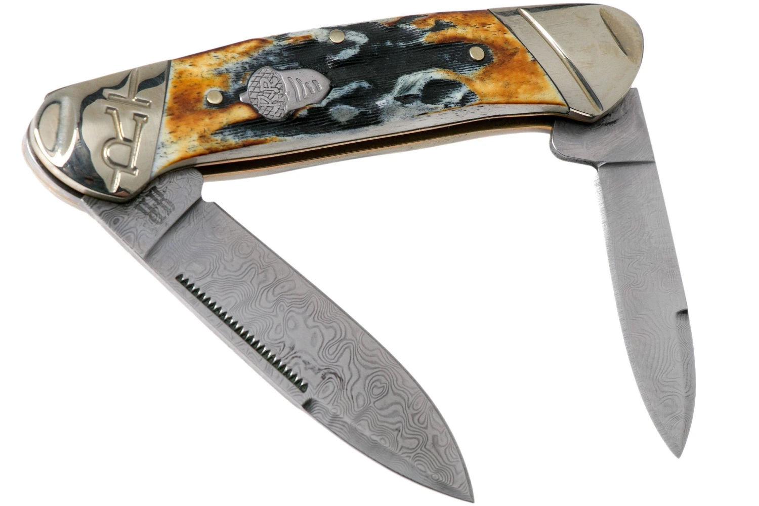 Rough Ryder Canoe Cinnamon Stag RR2156 Damascus Slipjoint Couteau De Poche 3 Rough Ryder Canoe Cinnamon Stag RR2156 Damascus Slipjoint Couteau De Poche