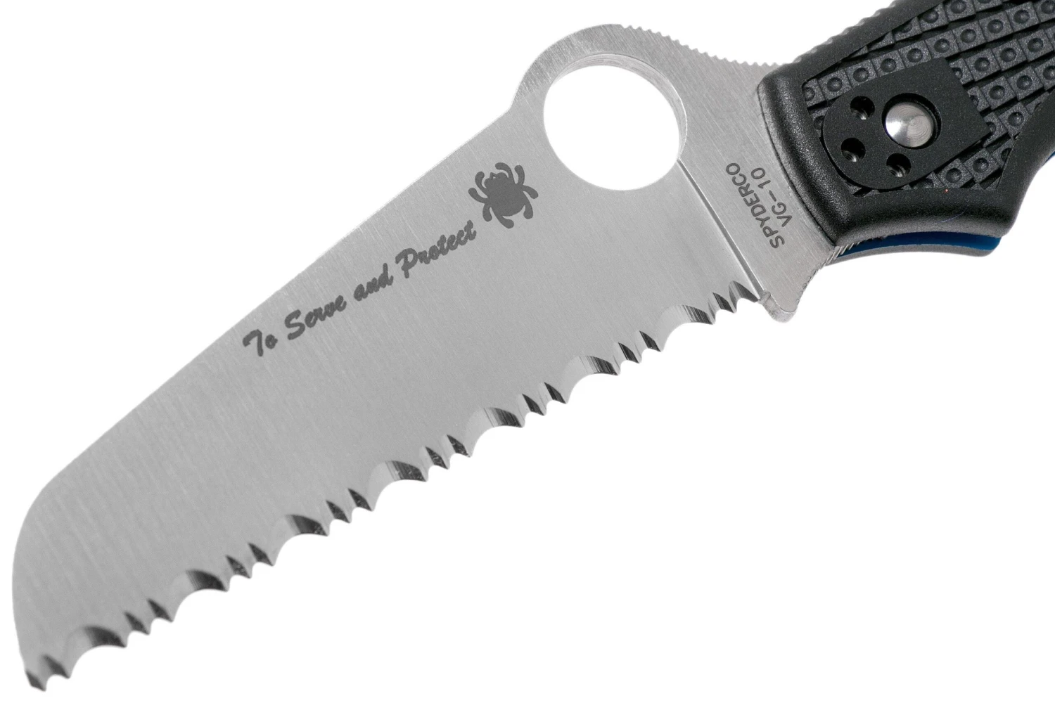 Spyderco Rescue 3 Thin Blue Line C14FSBKBL3 Couteau De Sauvetage Dentelé 5 Spyderco Rescue 3 Thin Blue Line C14FSBKBL3 Couteau De Sauvetage Dentelé – Image 3