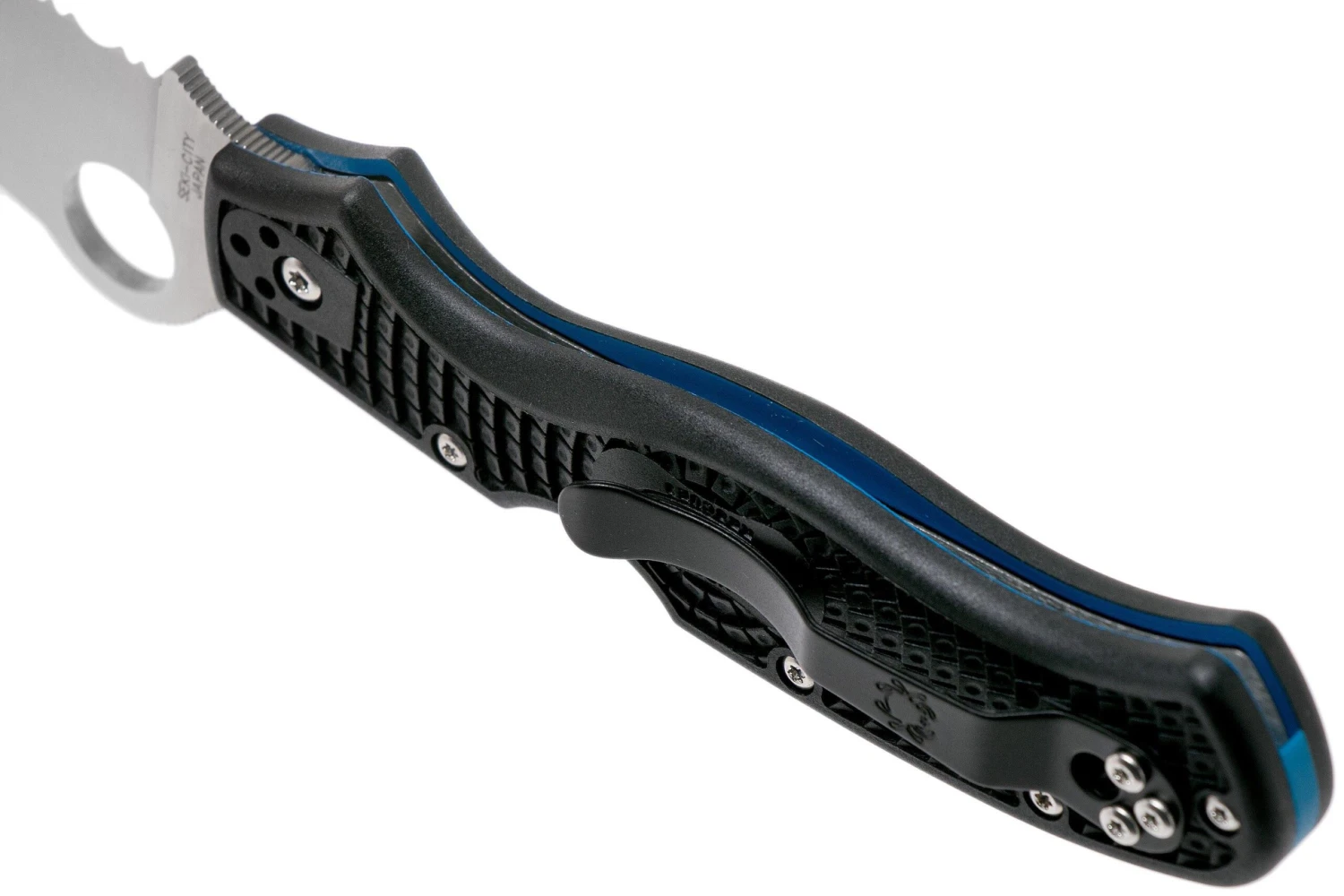 Spyderco Rescue 3 Thin Blue Line C14FSBKBL3 Couteau De Sauvetage Dentelé 7 Spyderco Rescue 3 Thin Blue Line C14FSBKBL3 Couteau De Sauvetage Dentelé – Image 5