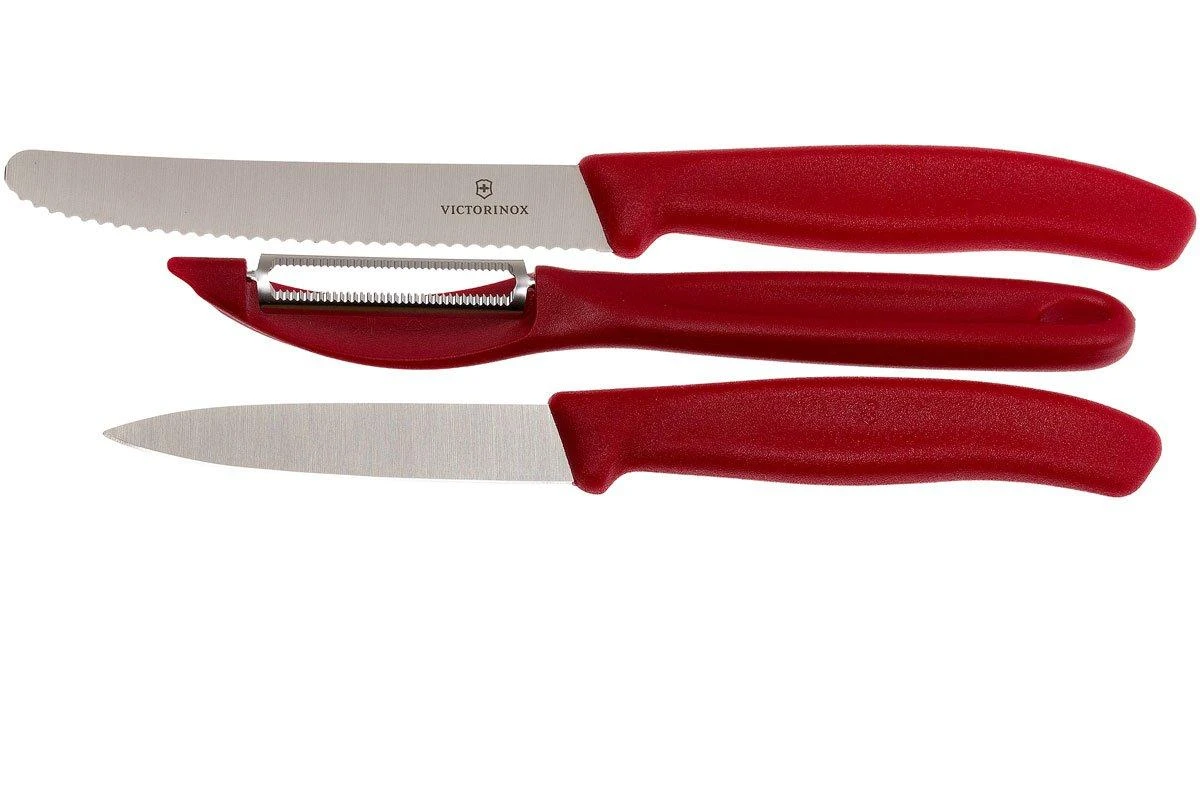 Victorinox SwissClassic Couteaux à Légumes Rouge, Ensemble De 3, 6.7111.31 3 Victorinox SwissClassic Couteaux à Légumes Rouge, Ensemble De 3, 6.7111.31