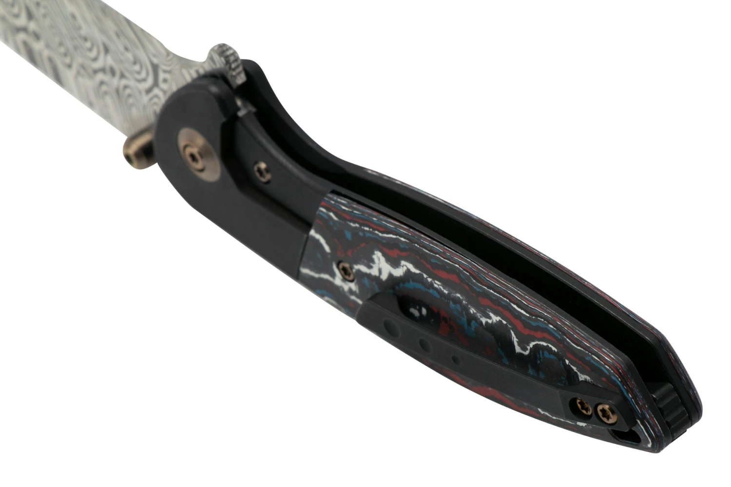 WE Knife Nitro Mini WE22015-DS1, Black Titanium, Nebula FatCarbon Inlay, Damasteel Couteau De Poche 6 WE Knife Nitro Mini WE22015-DS1, Black Titanium, Nebula FatCarbon Inlay, Damasteel Couteau De Poche – Image 4