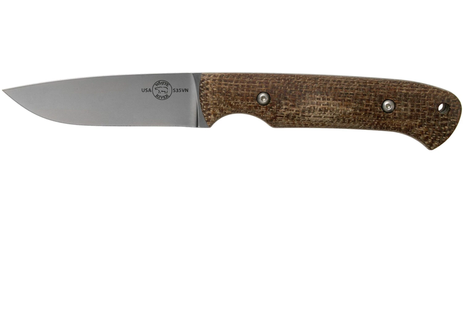 White River Knives Hunter Natural Burlap Micarta Couteau De Chasse, Owen Baker Jr. Design 3 White River Knives Hunter Natural Burlap Micarta Couteau De Chasse, Owen Baker Jr. Design