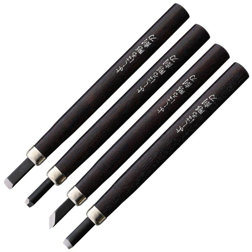 Yoshiharu H-4 Couteaux à Bois Japonais, Set De 4 3 Yoshiharu H-4 Couteaux à Bois Japonais, Set De 4