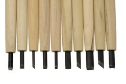 Yoshiharu W-10 Mitomoto Couteaux à Bois Japonais, Set De 10 Avec étui En Tissu -Vic Boutique YSH 016 03 yoshiharu